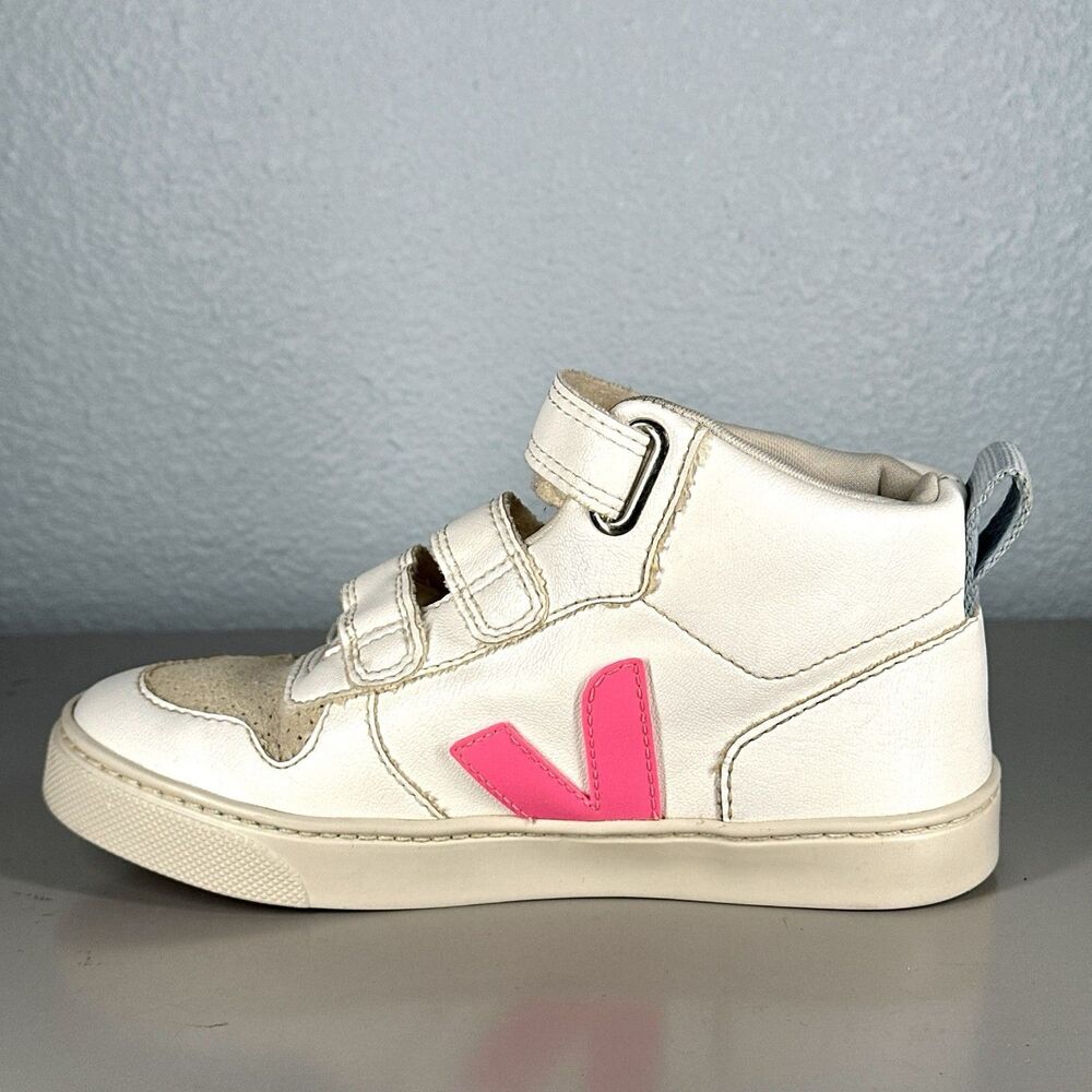 Veja Small V-10 Mid Sneakers Leather Toddler US 2 EU 33 White Pink - Picture 8 of 15